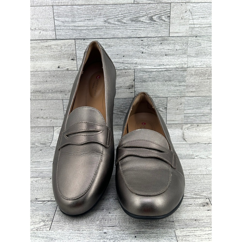 Clarks Unstructured Metallic Pewter Loafers Women's Shoes Size 9.5M - Picture 2 of 12